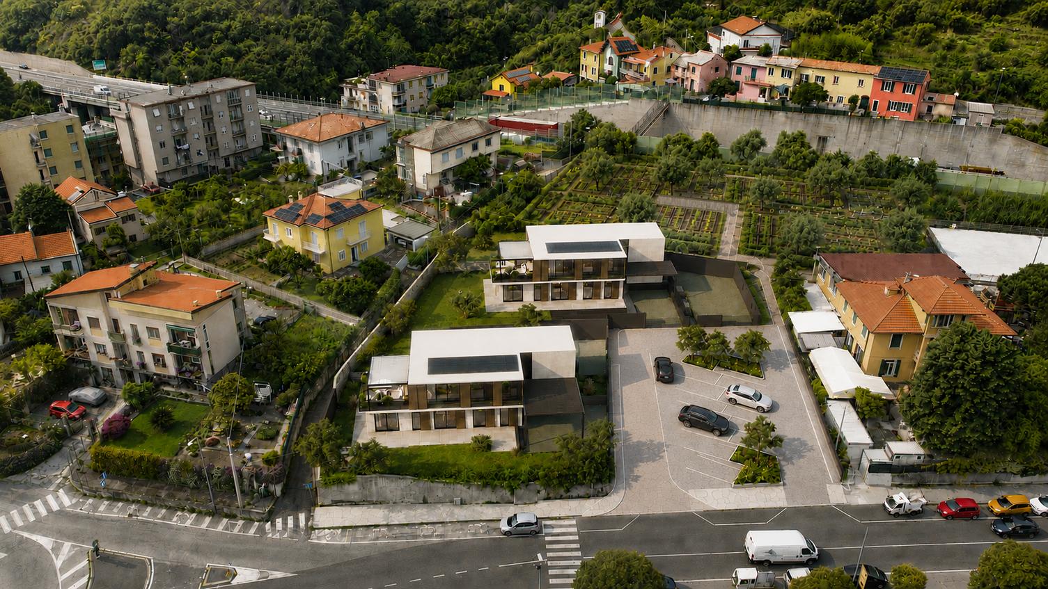 Vista aerea del lotto in Via alla Rocca a Savona